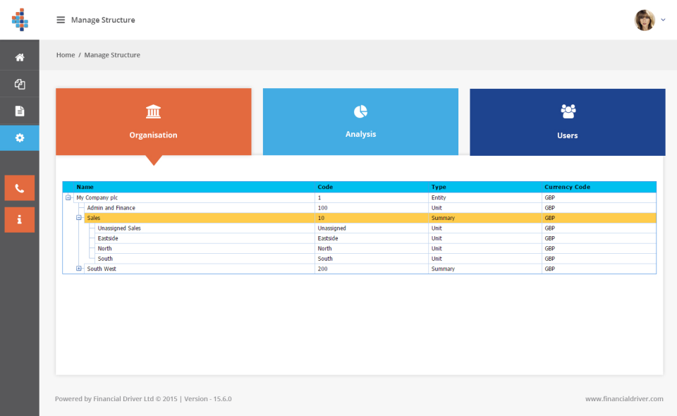screenshot of Financial Driver